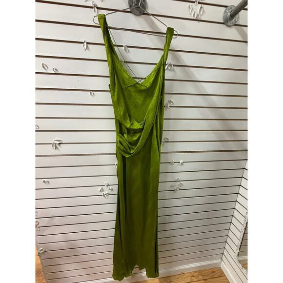 Rat & Boa Silk Snake Print Cowl Neck Sleeveless Maxi Dress Lime Green Size Large - Picture 7 of 9